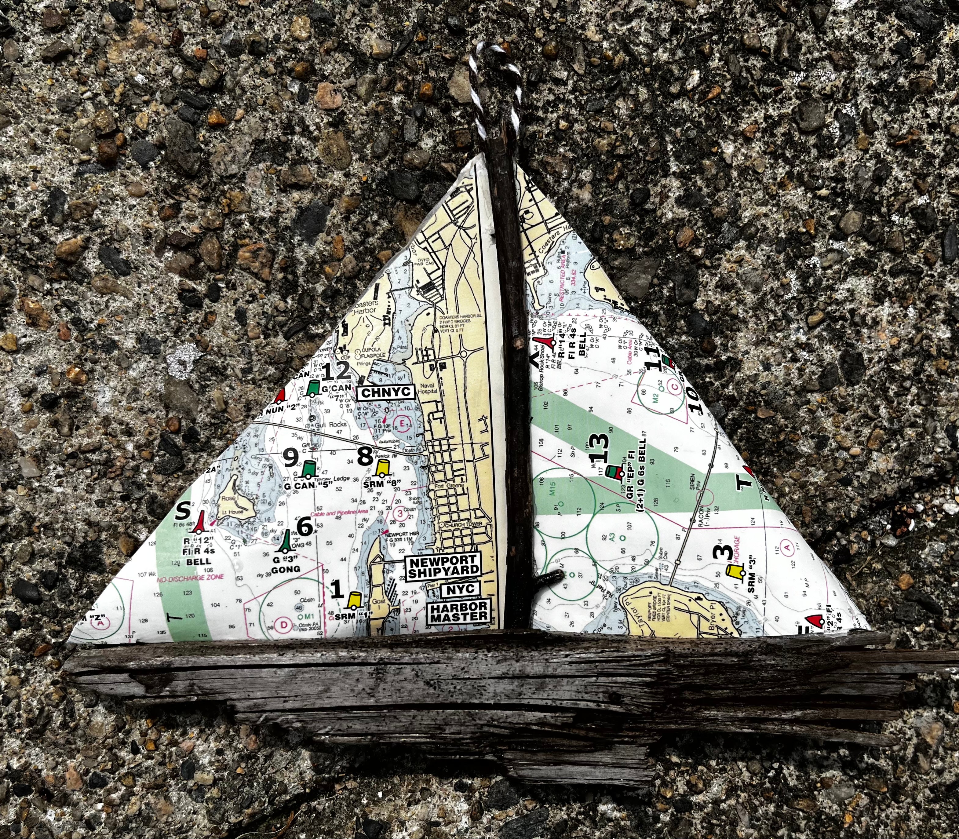 2016 Narragansett Bay Race Chart Driftwood Boat 6.5" Ornament