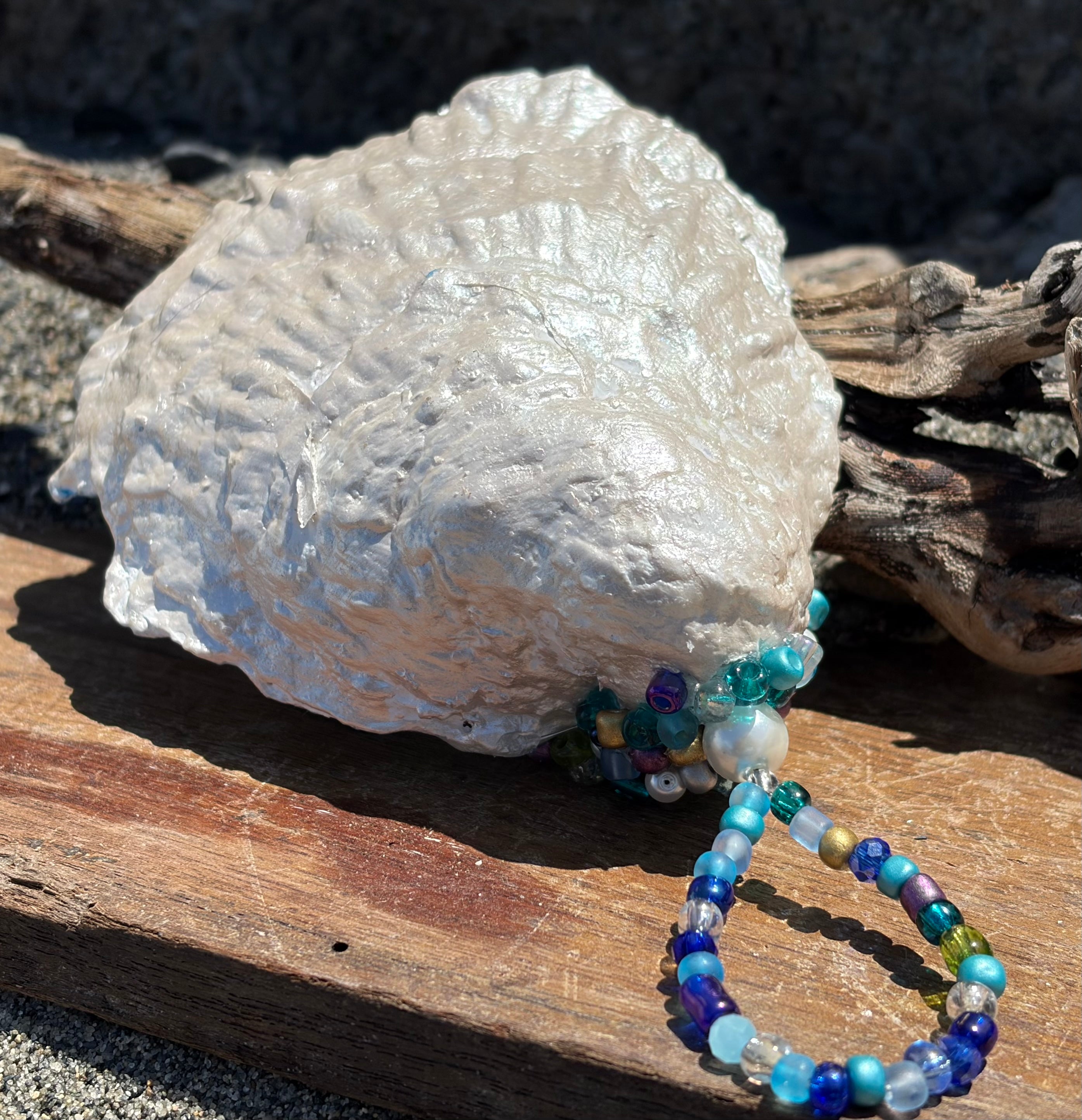 Three Fish 4" Oyster Shell Ornament