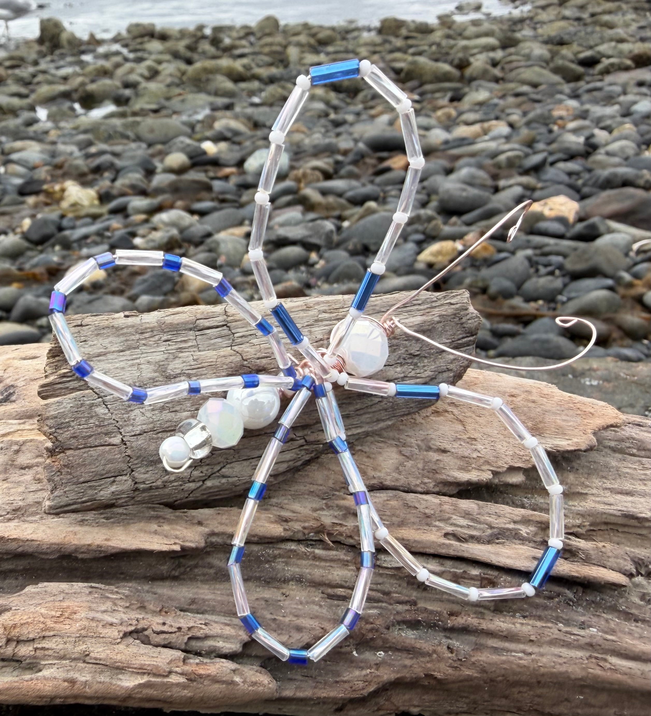 White Butterfly and Driftwood 3" Hair Clip