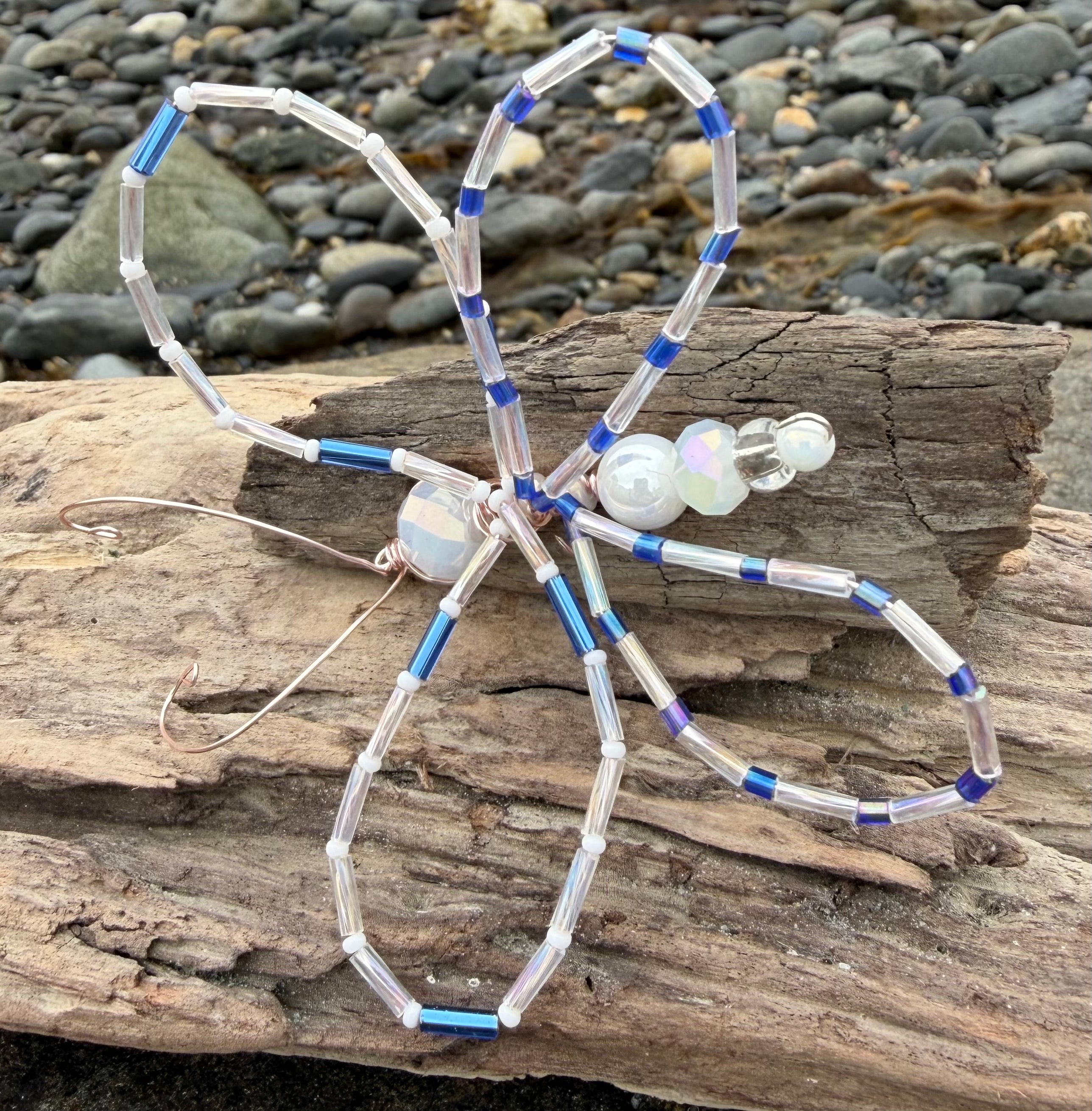 White Butterfly and Driftwood 3" Hair Clip