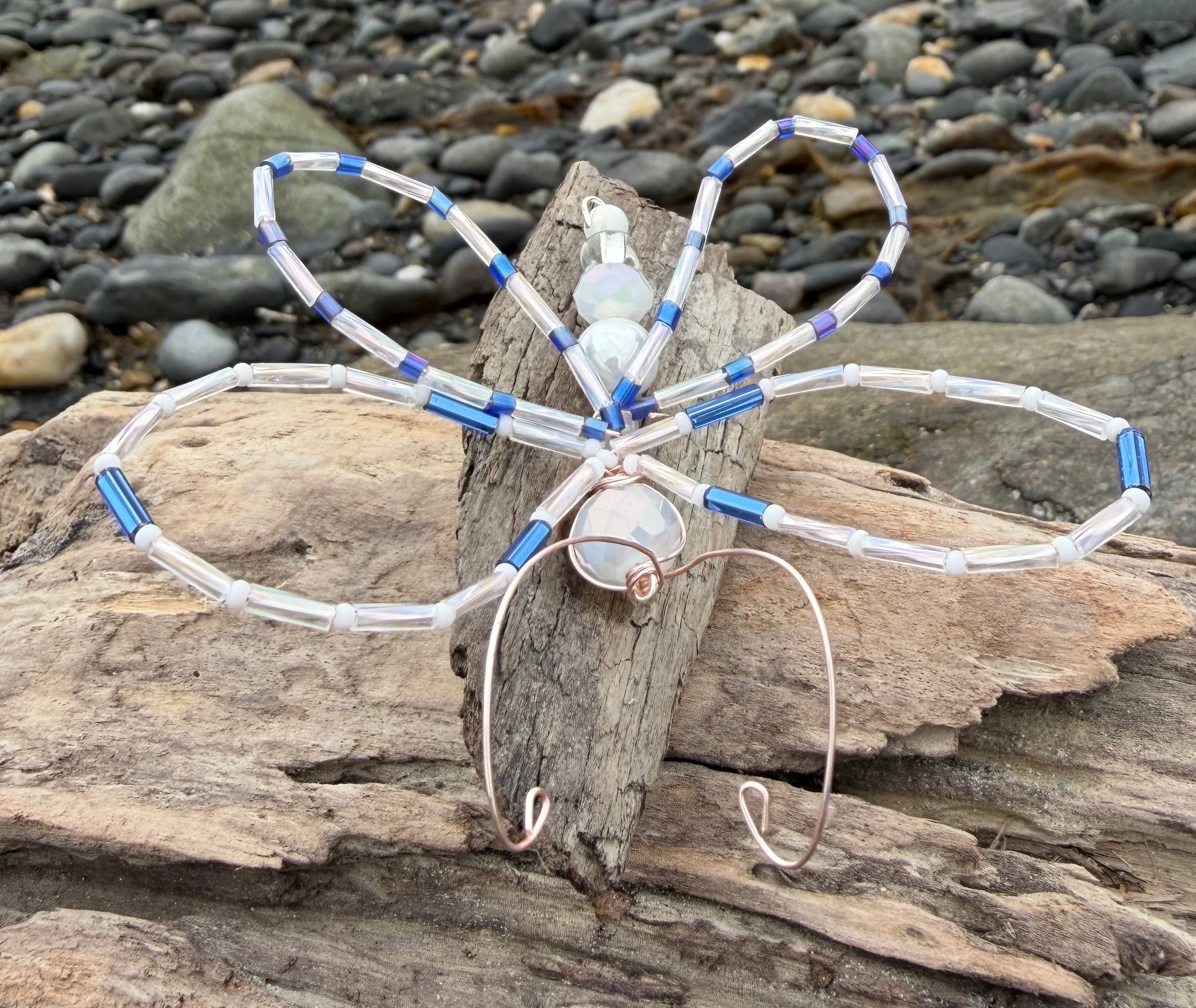 White Butterfly and Driftwood 3" Hair Clip