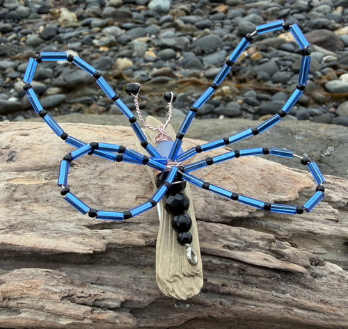 Blue Beaded Dragonfly 3" Hairclip