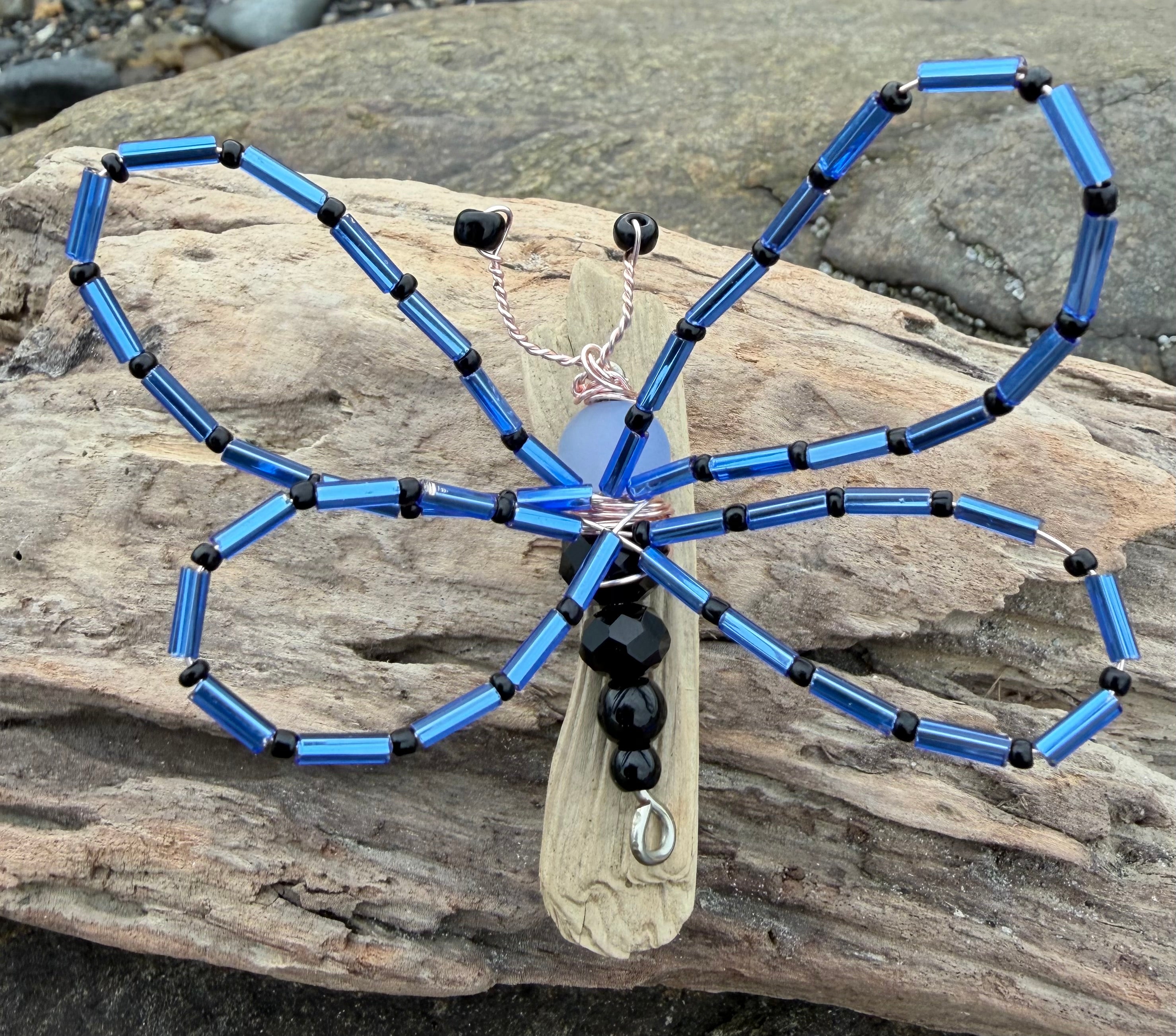 Blue Beaded Dragonfly 3" Hairclip