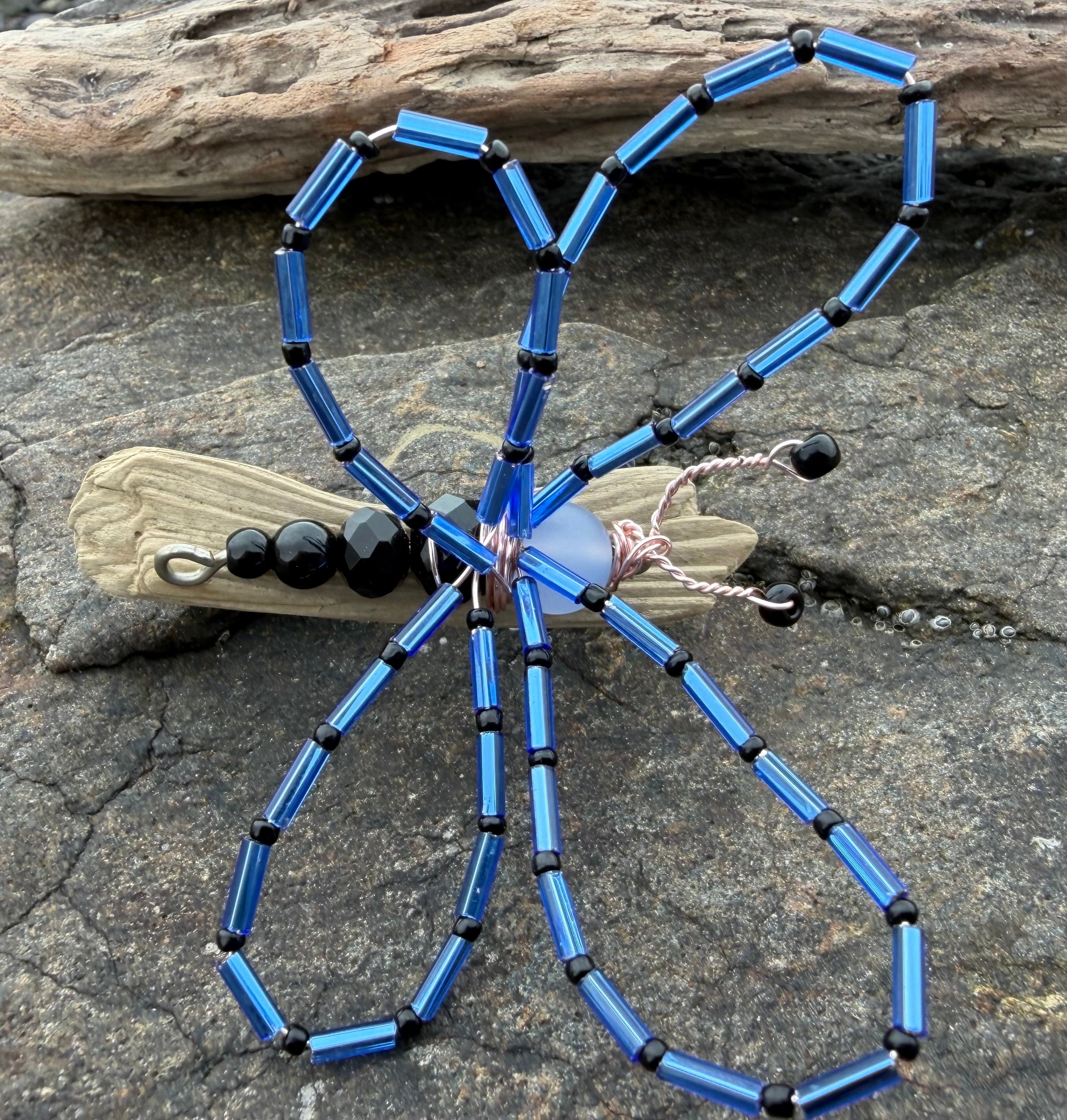 Blue Beaded Dragonfly 3" Hairclip